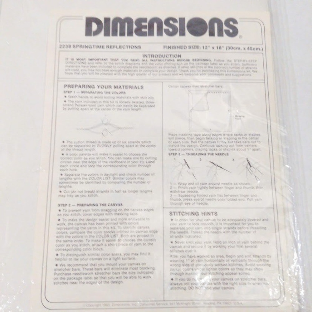 Vintage 1983 Dimensions Needlepoint Kit Springtime Reflections Almost Completed - Picture 10 of 11